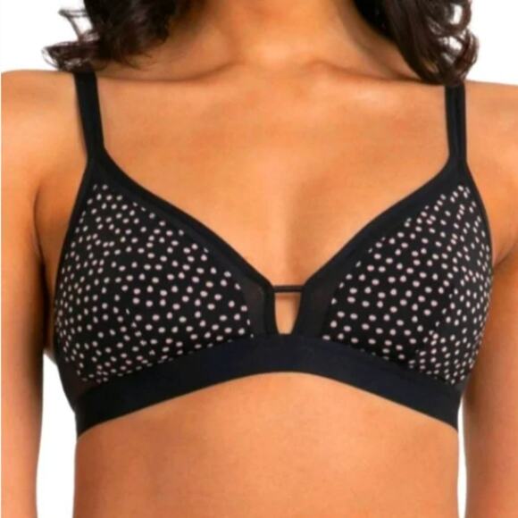 NWTO Lively Black Polka Dot Wireless The Sweetheart Bralette Size S - Picture 1 of 9